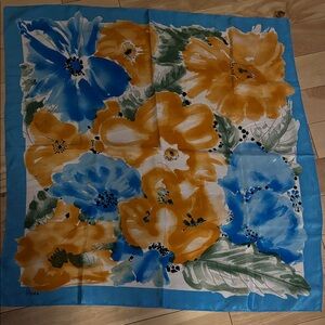 Floral Blue and Orange Scarf